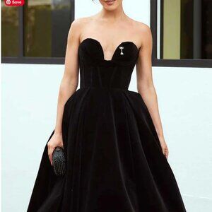 Black Velvet Strapless Dress - Size 10